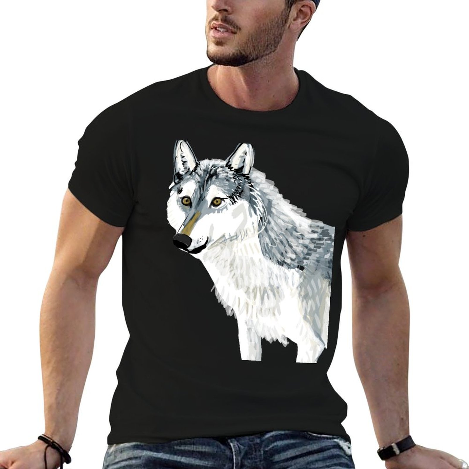 Alberta Lighting & Decor Photos - T-shirt Totem Alberta Wolf, top casual