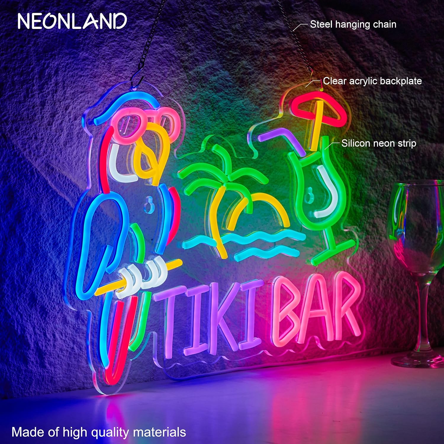Insegna al Neon Tiki Bar con P - Wall Decor Lighting recensione e prezzo