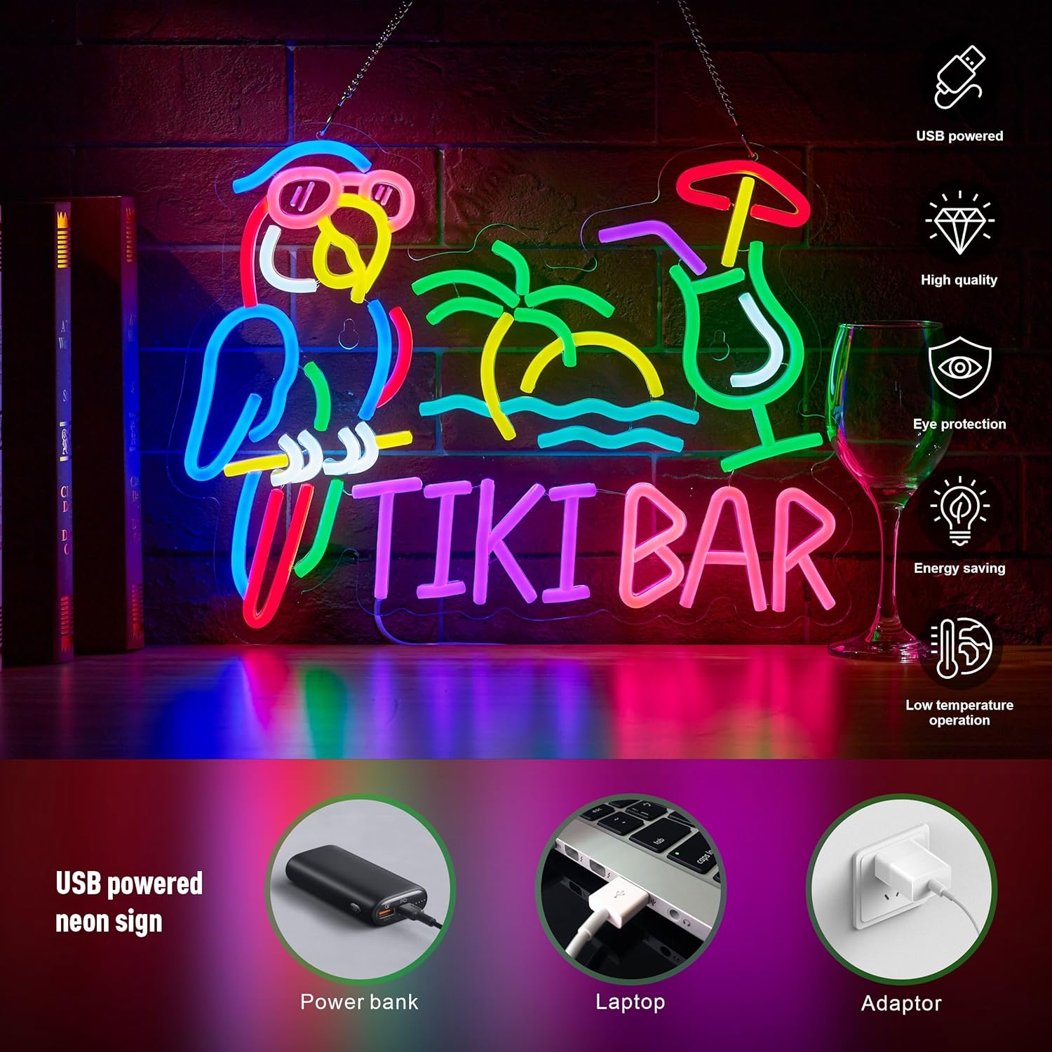 Insegna al Neon Tiki Bar con P - Wall Decor Lighting recensione e prezzo
